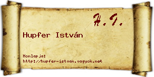 Hupfer István névjegykártya